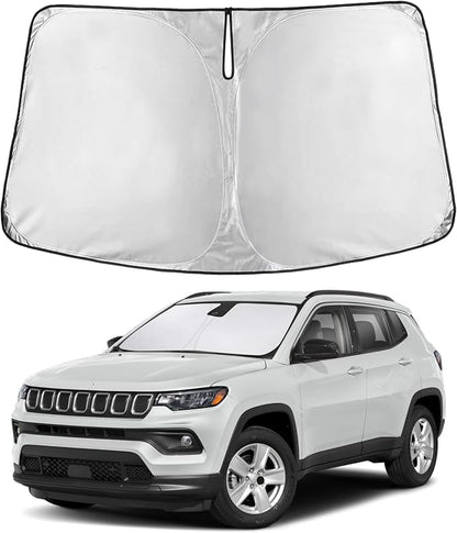 EcoNour Windshield Sunshade Compatible for Jeep Compass 2017-2023 2024 2025, Sun Visor for Front Windshield & Window Sun Shade Cover, UV Heat Blocker & Protector, Car Accessories