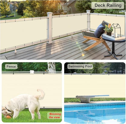 LOVE STORY Balcony Privacy Screen, 3'x10' Butter Cream Deck Shield Screen Fence Cover (HDPE),UV Protection and Weather-Resistant,3 FT Height for Deck, Patio, Backyard, Outdoor Pool, Porch, Railing