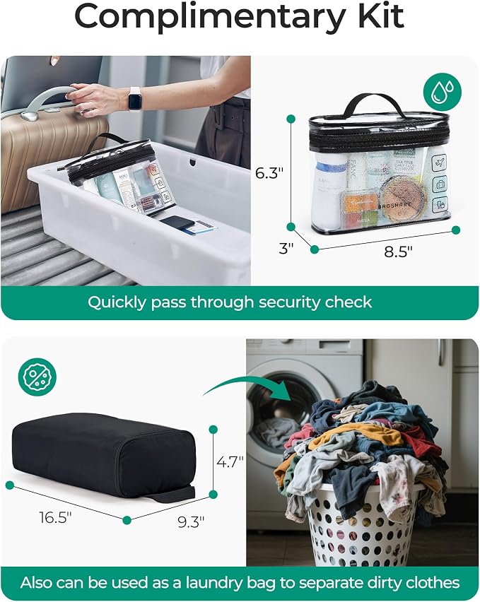 BAGSMART Duffle Bag for Travel, Gym Bag for Women, Weekender Carry on Bag | PVC Wet Pocket, Airline Approved Personal Carry-on Size, Fits Under-seat, One Bag for Gym, Travel, Hospital, Overnight
