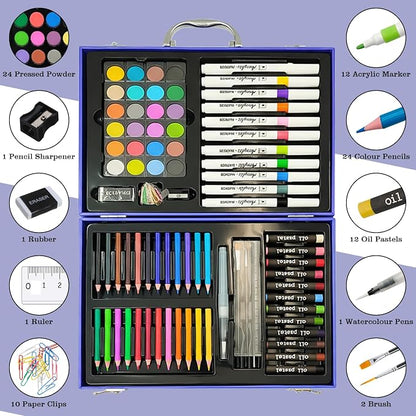 88Pcs Astronaut Markers Set, Drawing Set For Artist, Portable Art Case, Color Pencils, Pressed Powder, Acrylic Marker, Oil Pastels with Case ect