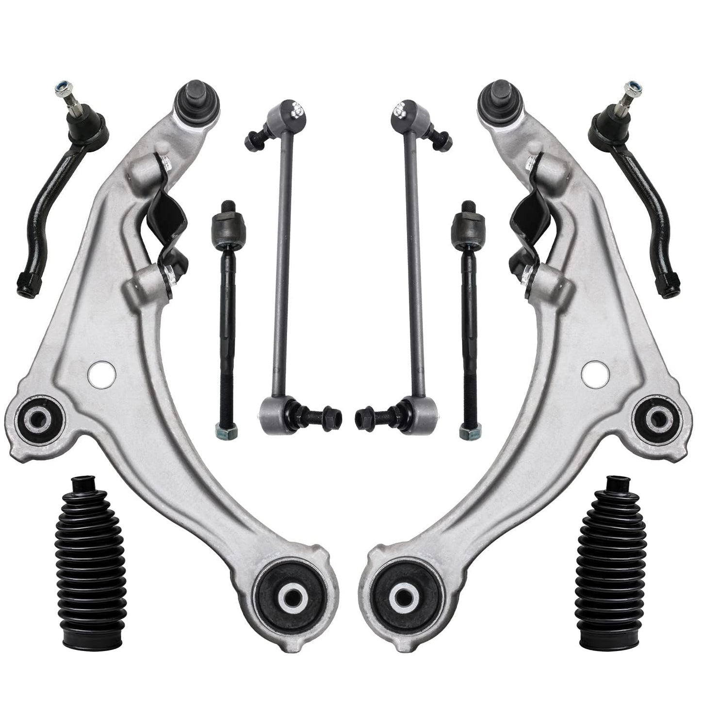 Detroit Axle - 10pc Front End Control Arms Kit for 09-14 Nissan Maxima, 2 Lower Control Arms w/Ball Joint 4 Outer Tie Rods 2 Swa