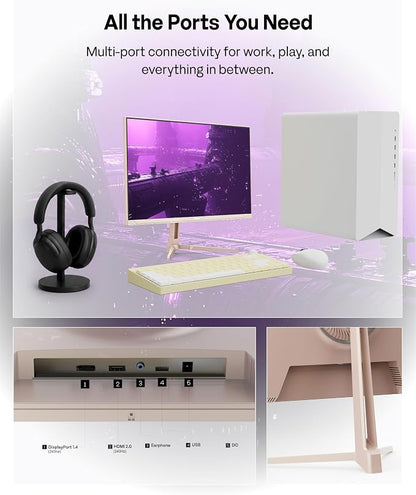 Pixio PX249 Wave Pink Rose Gold 24 inch 240Hz Refresh Rate FHD 1080p Resolution Fast IPS Panel 1ms GTG Response Time Built-in Speakers Gaming Monitor with Adaptive Sync