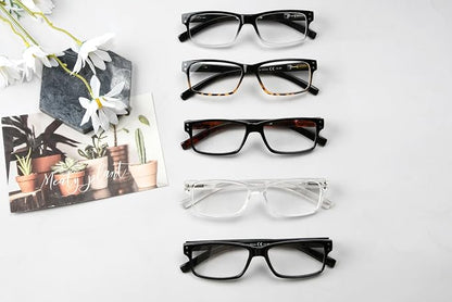 Eyekepper Vintage Reading Glasses for Men - 5 Pack Classic Readers with Spring Hinges +1.50