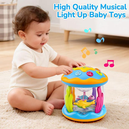 Baby Toys 0-6 Months Ocean Rotating Projector Musical Light Up Tummy Time Toys for Infants 0-3 4 5 6 7 8 9 Months Baby Aquarium Crawling Toys 6-12 Month Boys Girls 1 2 Year Old Birthday Shower Gifts