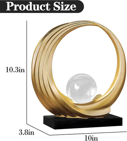Dosker Modern Abstract Stripe Golden Shelf Decor Statues | Coffee Table Home Decor Sculpture,Desk Decoration for Living Room,Office (Golden)