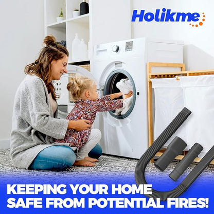 Holikme Dryer Vent Cleaner Kit – Black Lint Vacuum Attachment | Dryer Vent Vacuum Hose Replacement Parts Reach Deep Inside Vents - Remove Hidden Lint, Speed Drying & Reduce Fire Risk