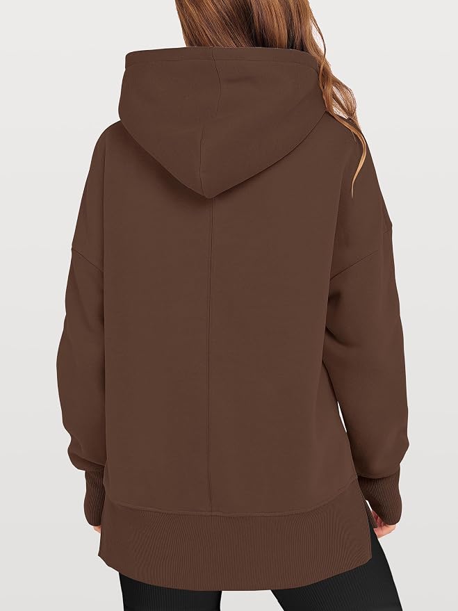 ANRABESS Womens Oversized Hoodies Long Sleeve Fleece Side Slit Hooded Sweatshirts Pullover 2026 Fall Outfits Y2K Clothes