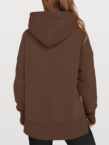 ANRABESS Womens Oversized Hoodies Long Sleeve Fleece Side Slit Hooded Sweatshirts Pullover 2026 Fall Outfits Y2K Clothes