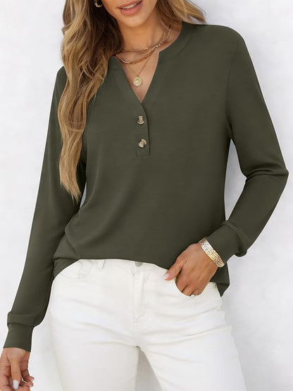 ANRABESS Women's Long Sleeve Shirts 2026 Spring Fashion Dressy Casual Tops Trendy Henley Blouses Cute Work Outfits Clothes