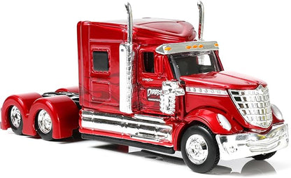 Semi Truck Toy, 1/64 Scale Alloy Metal Diecast Heavy Semi Truck Trailer Head Toy Model, International Lonestar Diecast Tow Traktor Gift for Boy Adult Model Car Collector -Red