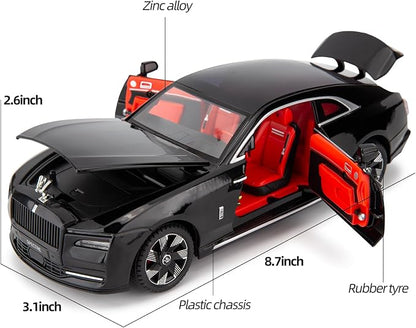 BDTCTK Compatible for 1:24 Rolls Royce Spectre Model Car, Diecast Collectible Pull Back Toy Car with Sound and Light for Adults Kids Boys Girls, Gift Black