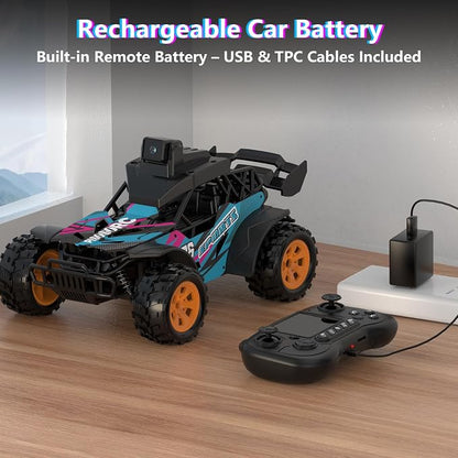 RC Car with Camera, RC Truck, FPV Remote Control Car, 2.4GHz 2.8" Screen, 60° Adjustable Camera, Live Video, APP/Radio Dual Control, 2 Speeds, Rechargeable Off-Road RC Cars, Gift for Adults&Kids