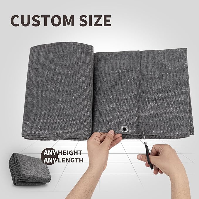 LOVE STORY Custom Size 2'6''x28' Dark Grey Balcony Privacy Screen,UV Block Privacy Fence Screen,90% Shield for Outdoor Pool Garden Apartment Railing