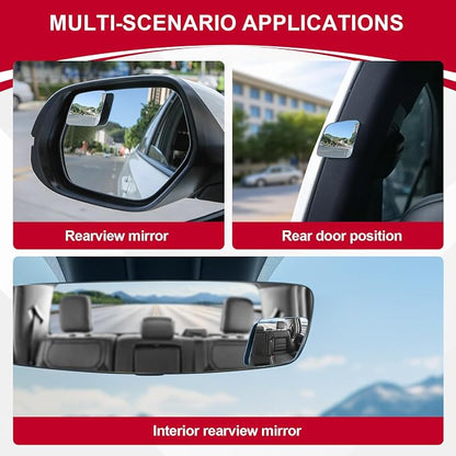 LivTee Blind Spot Mirror，Rhombus Shaped HD Glass Frameless Convex Rear View Mirror with wide angle Adjustable Stick for Cars SUV and Trucks, Pack of 2