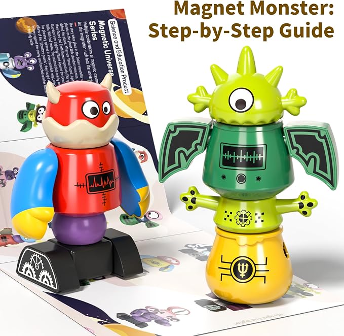 Magnetic Robot Toy for Kids 3-5, 35 PCS STEM Educational Playset with Storage Box, DIY Stacking Monster Robots, Toddler Creative Alien Toys Gift for Boys Girls (Christmas Birthday)