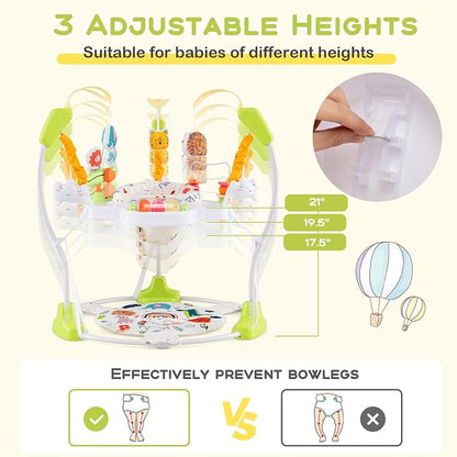 BABY JOY Baby Jumpers and Bouncers, Infant Activity Center with Music Lights Sounds, 360° Rotating Seat and 3 Adjustable Heights, Baby Play and Learning Center for 6-12 Months