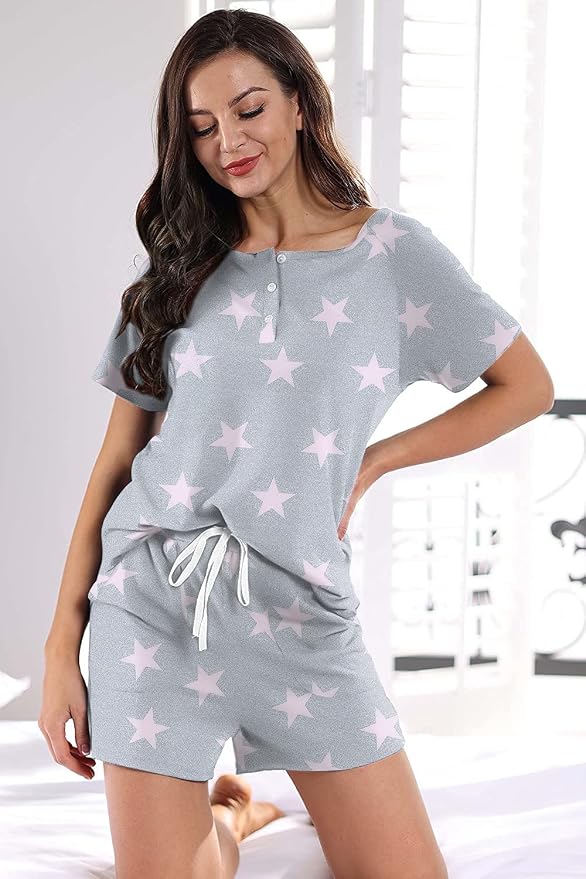 WIHOLL Two Piece Outfits for Women Lounge Sets Button Down Top and Shorts Set Sweatsuits with Pockets