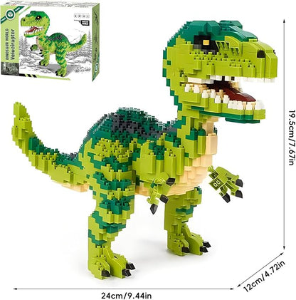 CSNRHG Dinosaur Tyrannosaurus Rex Building Blocks Velociraptor Model Decor Micro Mini Blocks Toy Birthday for Age 6+ Children Adults Teens 1457 Pieces