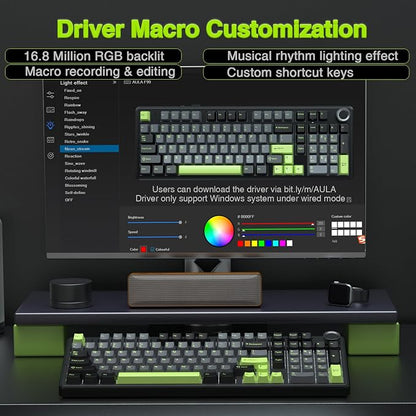 AULA F99 Pro Wireless Mechanical Keyboard with Knob,Creamy Sound,Tri-Mode BT5.0/USB-C/2.4GHz Hot Swappable Keyboard,Gasket Structure,RGB Backlit Computer Gaming Keyboards
