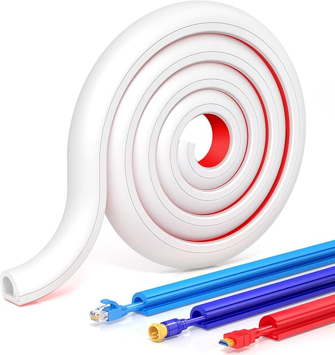 78 Inch Self-Adhesive TV Cable Hider, Home Audio Flexible Wire Cord Management, RG6 Coaxial Cable Raceways, HDMI Cable Cord Hider, White (2m)