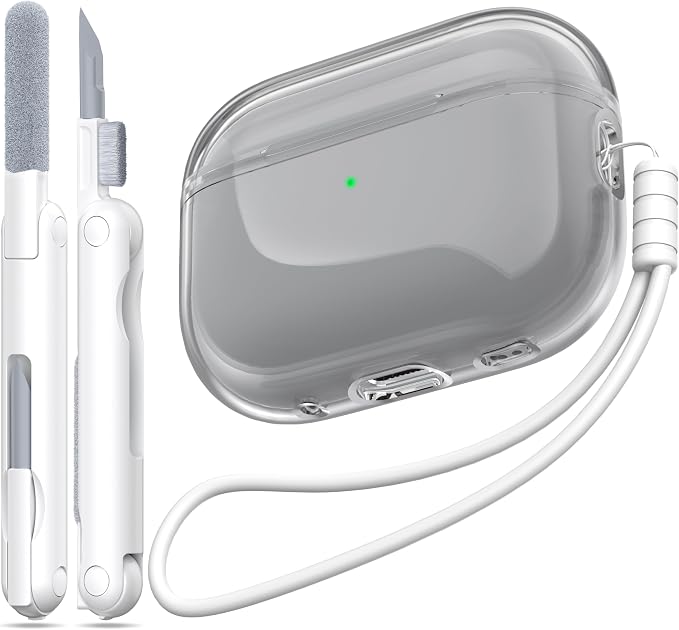 for Airpods Pro 2nd/1st Generation Case Cover, Compatible with Airpods Pro Case 2nd Gen USB C Charging Port, Clear Soft Transparent Military Grade Shockproof Case, Clear Black