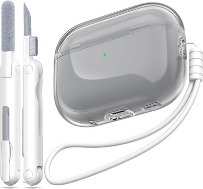 for Airpods Pro 2nd/1st Generation Case Cover, Compatible with Airpods Pro Case 2nd Gen USB C Charging Port, Clear Soft Transparent Military Grade Shockproof Case, Clear Black