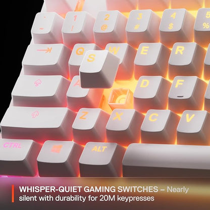 SteelSeries Apex 3 TKL White RGB Gaming Keyboard — Tenkeyless Compact Form Factor — 8-Zone RGB Illumination — Water and Dust Resistant — Whisper-Quiet Gaming Switch