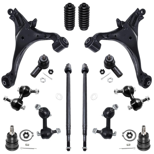 Detroit Axle - Front End 14pc Suspension Kit for 01-05 Honda Civic 2001 2002 2003 2004 2005, 2 Control Arms 2 Ball Joints 4 Fron