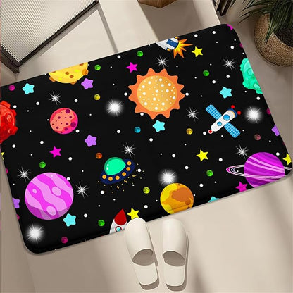 Space Rug - Space Rug for Boys Room Solar System Rug Planet Carpet for Kids Outer Space Area Rug Bedroom Boys Kids Rugs for Playroom Galaxy Rugs for Boys Bedroom,Black,2'×3'