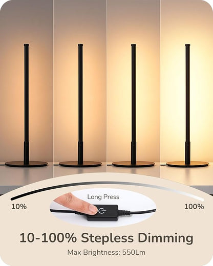 EDISHINE Upgraded LED Table Lamp Set of 2, Stepless Dimmable Bedside Lamps with Metal Finish & 3 Color Temperature, 6W Modern Desk Lamps, Black Nightstand Lamp for Bedroom, Living Room, Corner, Gift | Stepless Dimmable, Metal Finish, 3 Color Temperatur...
