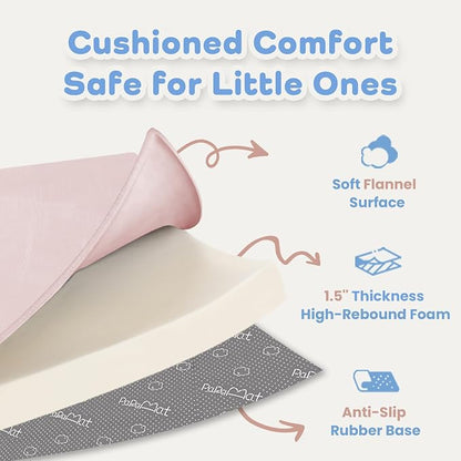 1.5" Thick Baby Play Mat for Floor Tummy Time, Large Pro Soft Foam Activity Playmats Playroom, Easy Care with Non-Slip Safe for Infant Toddler Kids Crawling79"x 118" (Pink)