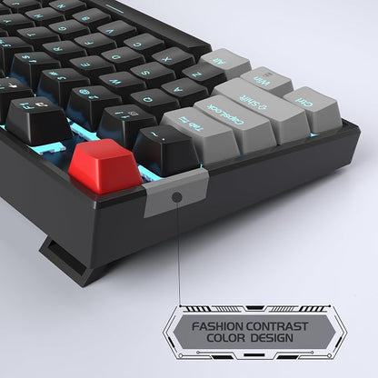 MageGee 75% Mechanical Gaming Keyboard, Red Switch, LED Blue Backlit, 87 Keys Compact TKL Wired Computer Keyboards for Windows Laptop PC Gamer - Black/Grey