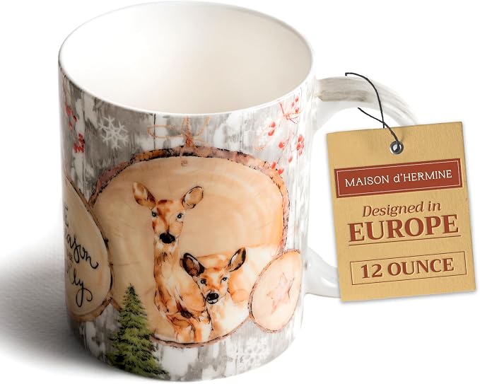 Maison d' Hermine Coffee Mug with Handles Tea Cups (12 Ounce, Pack of 1) | Fine Bone China Coffee Mugs for Hot Beverages Cappuccino Latte Home Restaurant Hotel Spring Summer -Mountain Life - Winteralp