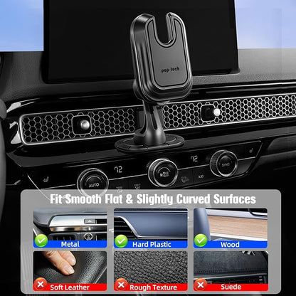 Car Phone Mount for Pop Socket: Strong Adhesive Cell Phone Holder for Automobile Dashboard - Adjustable Dash Sticky Cellphone Stand for iPhone Samsung with Thick Socket Wallet Grip Card Holder