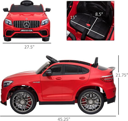Aosom 12V Toddler Ride On Car with Remote Control, Mercedes Benz AMG GLC63S Coupe, Electric Car with 2 Speed, MP3 Player, Light, Horn, Songs, Suspension, Red