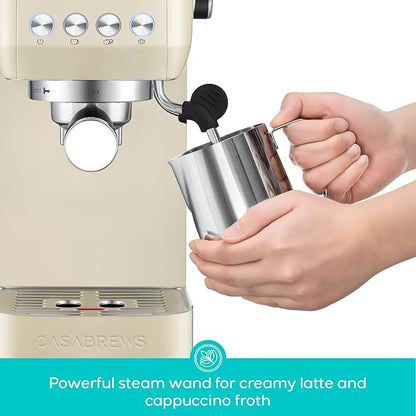 CASABREWS 3700 Essential Espresso Machine, Stainless Steel Espresso Maker | 20-Bar Italian Pump, Powerful Steam Wand, 43.9oz Removable Water Tank, Compact Espresso Maker for Home, Cappuccino & Latte