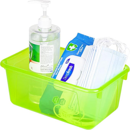 Storex Small Cubby Bins – Plastic Storage Containers for Classroom, 12.2 x 7.8 x 5.1 inches, Candy Green, 5-Pack (62477A05C)