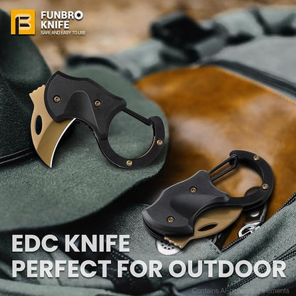 FUNBRO Small Pocket Knife for Men, Edc Knives Tool | Cool Folding Knife Box Cutter with 1.34inch Sharp Blade, Great Gift for Men (gold)