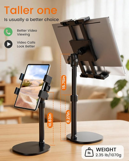 OHLPRO Heavy Duty Portable Monitor Stand for Desk, 22.83" Ultra Tall Tablet Holder with Wide Steel Base, 5.5 LB Capacity, iPad Stand Fits 5-22" Screen, iPad Pro 12.9 13, Office, Kitchen, Drawing