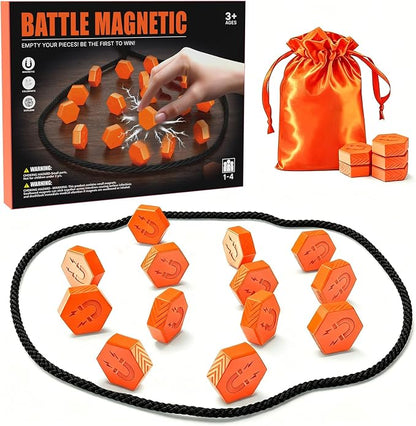 20-Piece Magnetic Chess Game with Textured Stones & Rope | Strategic Standing Play for Kids & Adults | Family, Party, Travel & Camping Puzzle Strategy Games