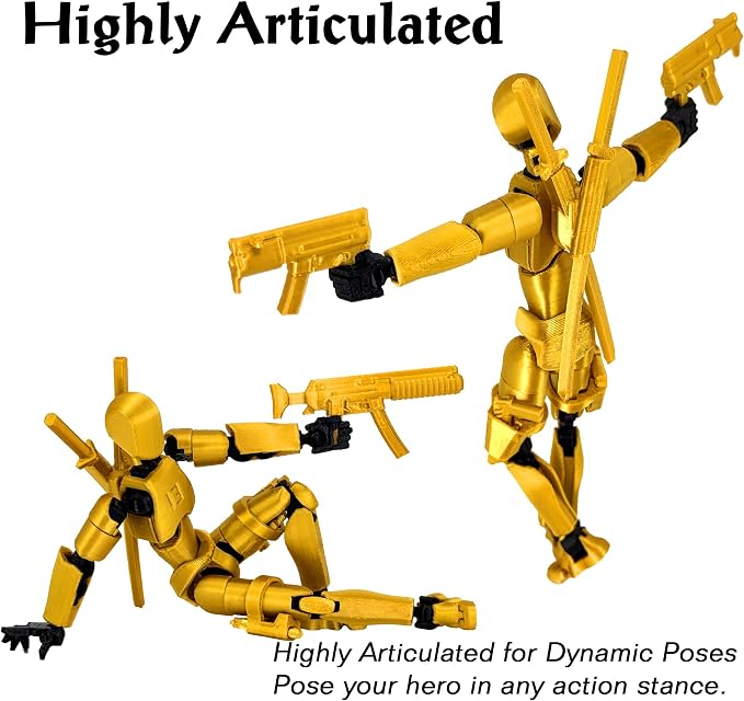 Gatling Gun Titan 13 Action Figure Set【Assembled】, Robot T Action Figure 3D Printed Dummy 13 Action Fidget Toys Figure Articulated, Lucky 13 for Collectors Desktop Decorations (Black-Green)
