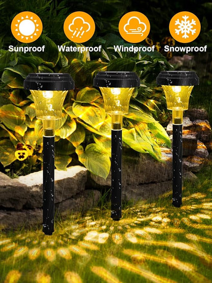 ROOR Ultra Bright Solar Pathway Lights 16 Pack, Outdoor Solar Yard Lights, Warm White, IP67 Waterproof