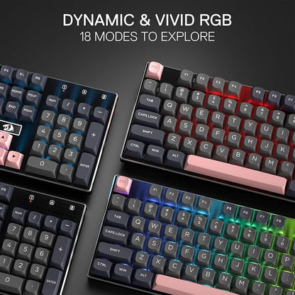 Redragon K556 Wired RGB Mechanical Gaming Keyboard, 104-Key Aluminum Board | Rock-Solid Metal Build, 20 Backlits for Immersive ESports Vibe, Hot-swap Creamy Custom Linear Switch, PBT Round Keycaps