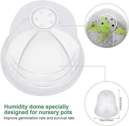 MIXC Plant Nursery Pots with Humidity Dome 4" Soft Transparent Plastic Gardening Pot Planting Containers Cups Planter Small Starter Seed Starting Trays for Seedling with 10pcs Plant Labels，30 Sets