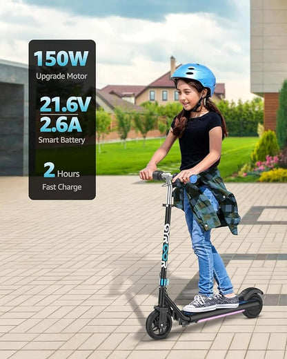 Gyroor H30 Max Electric Scooter for Kids Ages 6-12, 150W Powerful Motor, Bluetooth Music, Dual Brake System, Adjustable Height and Speed, Best Gifts for Kids