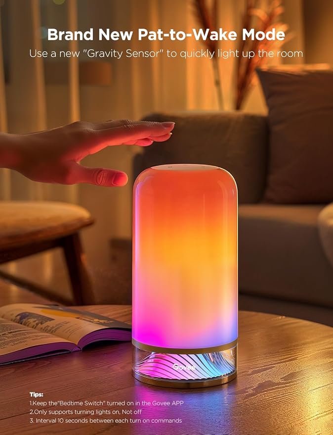Govee RGBIC Smart Table Lamp 2, Touch Bedside Small Table Lamp (Corded) | LED Desk Lamp Compatible with SmartThings, Matter, Alexa, Nightstand Lamp for Bedroom Living Room Night Light, 64 Scene Modes