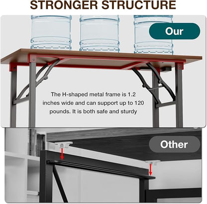 TEMI Small Computer Desk Folding Table - 43.3" Foldable Office Desk, No Assembly, Perfect for Small Spaces in Bedroom, Dorm, or Apartment, Portable Mini Desk or Study Table with Compact Design, Walnut