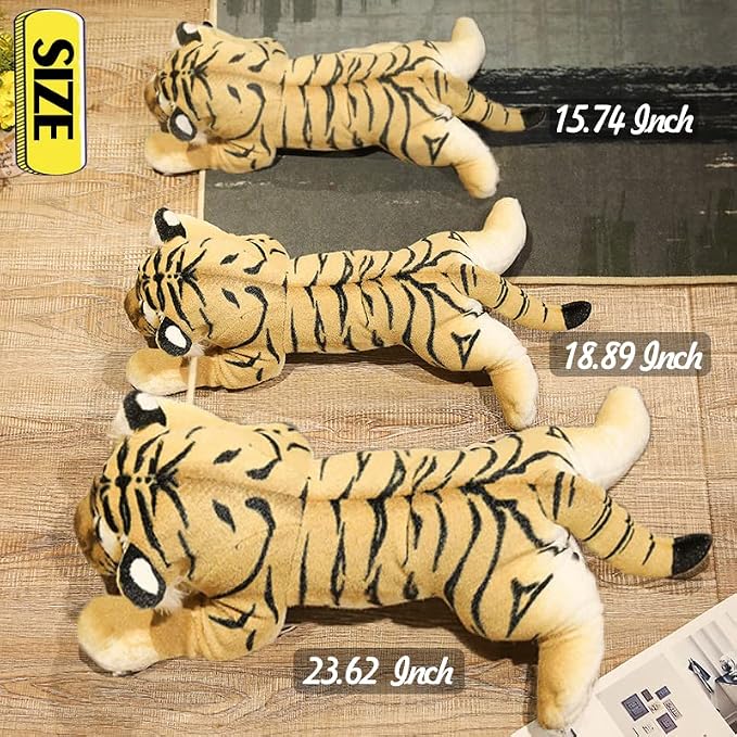 Tiger Stuffed Animal 15" Small Stuffed Tiger Plush Jungle Stuffed Animal Soft Plush Tiger Stuffy Simulation Cute Plushie Toys Realistic Birthday Graduation Gifts for Kids Boys Girls