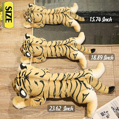 Tiger Stuffed Animal 15" Small Stuffed Tiger Plush Jungle Stuffed Animal Soft Plush Tiger Stuffy Simulation Cute Plushie Toys Realistic Birthday Graduation Gifts for Kids Boys Girls