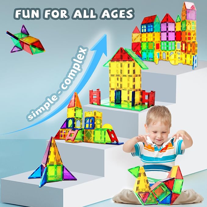 MAGBLOCK Magnetic Blocks - Magnetic Tiles Toys for Toddlers Kids Magnet Building Blocks Preschool Magnet Set for Boys and Girls Stem Toys 70 Pieces